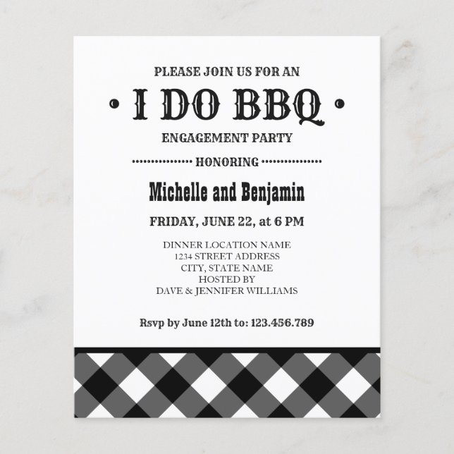 BUDGET Black Plaid  I DO BBQ Engagement Party (Front)