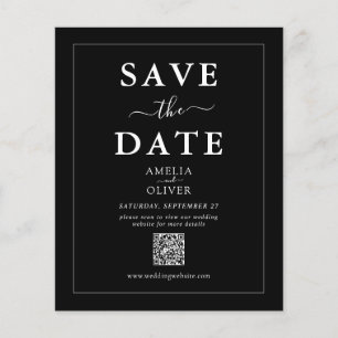 Budget Black QR Code Wedding Save the Date Flyer