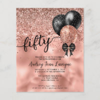 Budget Black Rose Gold Balloon Bow 50th Birthday