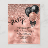 Budget Black Rose Gold Balloon Bow 60th Birthday