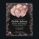 Budget Black Rose Gold Glitter Balloon Birthday<br><div class="desc">Modern Glam Faux Blush Pink Rose Gold Black Glitter Sparkle Balloon Elegant Stylish Birthday Invitation</div>