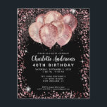 Budget Black Rose Gold Glitter Balloon Birthday<br><div class="desc">Modern Glam Faux Blush Pink Rose Gold Black Glitter Sparkle Balloon Elegant Stylish Birthday Invitation</div>