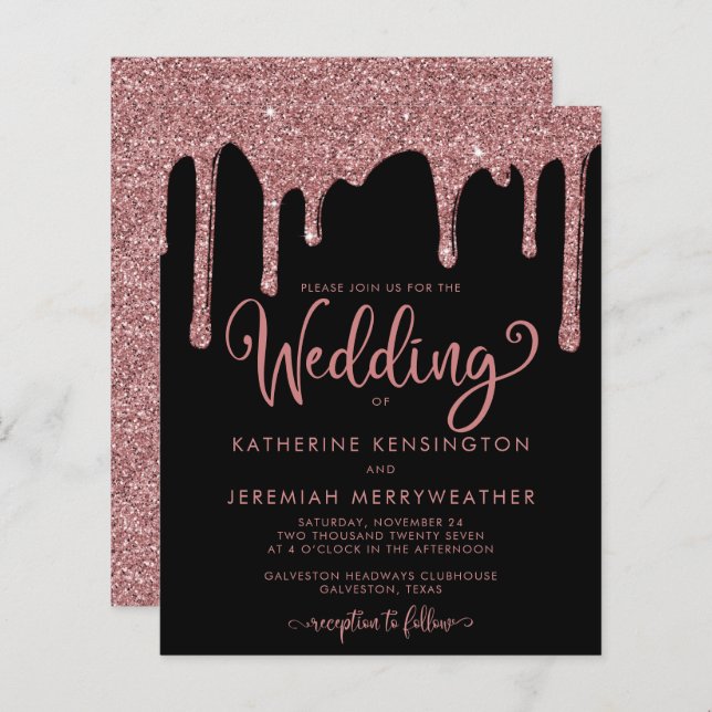 BUDGET Black Rose Gold Glitter Wedding (Front/Back)