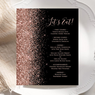 Budget Black Rose Gold Glitter Wedding Menu