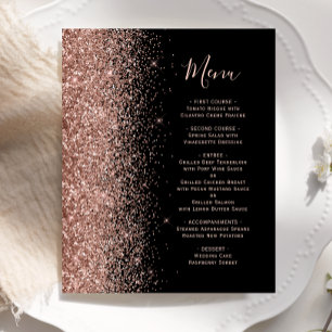 Budget Black Rose Gold Glitter Wedding Menu