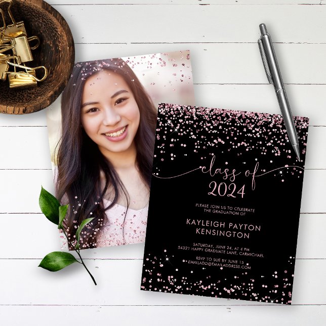 BUDGET Black Rose Gold Pink Glitter Graduation (Creator Uploaded)