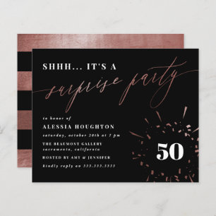 Budget Black & Rose Gold Script Surprise Party