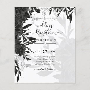 BUDGET Black Roses Elegant White Wedding Invite Flyer