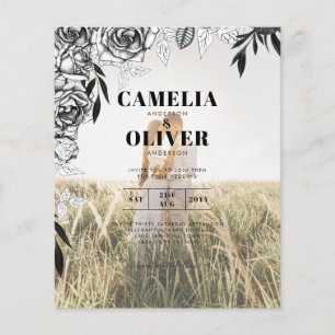 Budget Black Roses PHOTO OVERLAY Wedding Invite