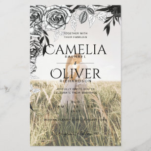 Budget Black Roses PHOTO OVERLAY Wedding Invite Flyer