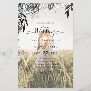 Budget Black Roses PHOTO OVERLAY Wedding Invite Flyer