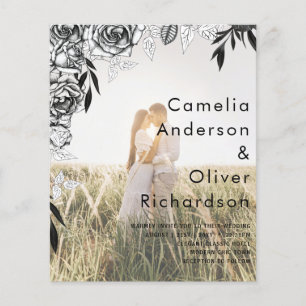 Budget Black Roses PHOTO OVERLAY Wedding Invite Flyer
