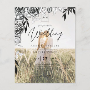 Budget Black Roses PHOTO OVERLAY Wedding Invite Flyer