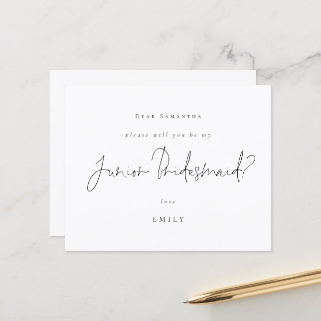 Budget Black Script Junior Bridesmaid Request  (Front/Back In Situ)
