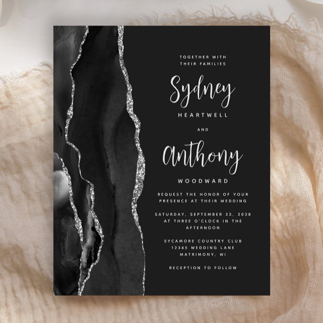 Budget Black Silver Agate Calligraphy Wedding (Creator Uploaded)