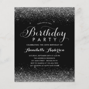 Budget Black Silver Grey Glitter Any Age Birthday