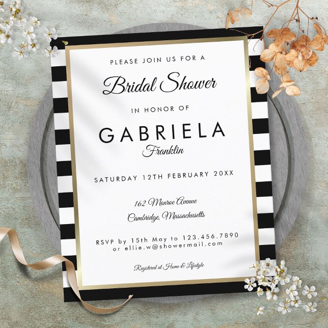 Budget Black Stripe Bridal Shower Invitation (Budget Black Stripe Bridal Shower Invitation)