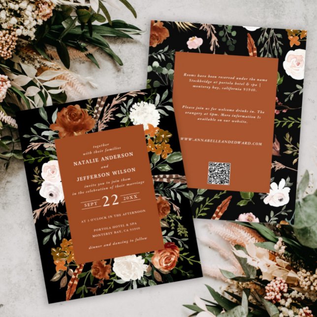 Budget black terracotta floral wedding details  flyer (Creator Uploaded)