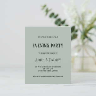 Budget Black Text Sage Green Evening Party Invite