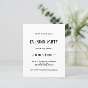 Budget Black Text White Evening Party Invite