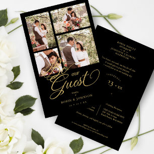 Budget Black Trendy Collage 4 Photos Fancy Script