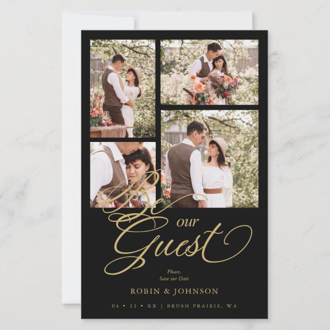 Budget Black Trendy Collage 4 Photos Luxury Script (Front)