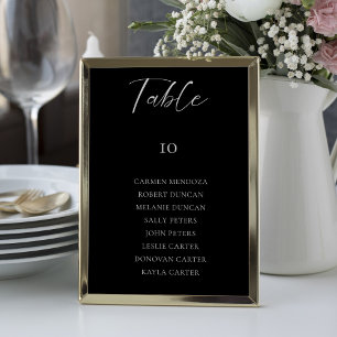 Budget Black Wedding Seating Chart Table Card