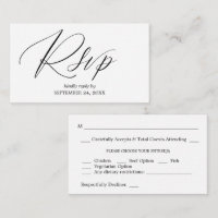 Budget Black & White 2-3 Calligraphy SM Meal RSVP