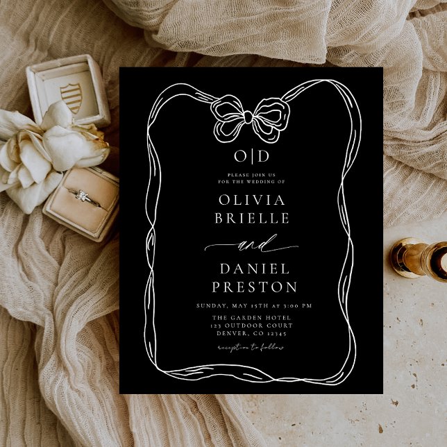 Budget Black & White Bow Elegant Invitation (Creator Uploaded)