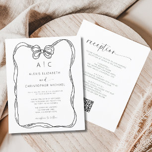 Budget Black & White Bow QR Code Invitation Flyer