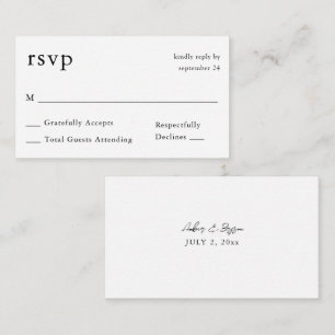 Budget Black & White Calligraphy 9 No Meal RSVP Enclosure Card
