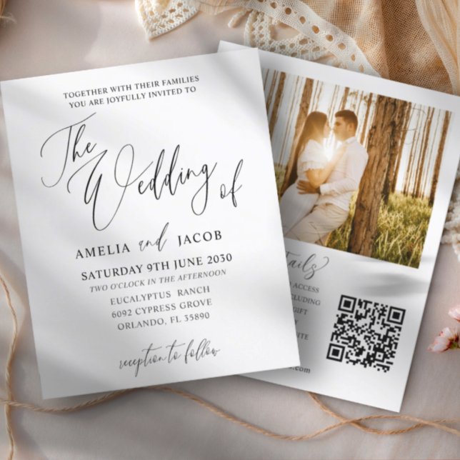 Budget Black & White Calligraphy QR Code Wedding (Creator Uploaded)