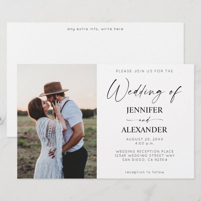 Budget Black & White Calligraphy Simple Wedding 2 (Front/Back)