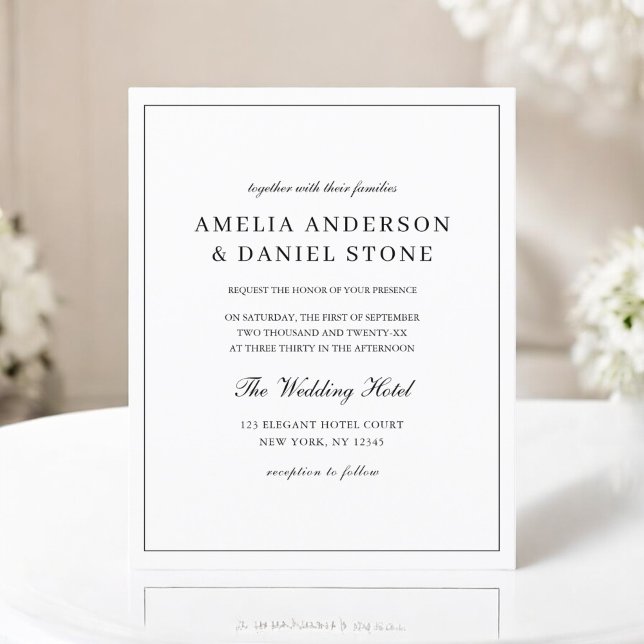 Budget Black & White Classic Wedding Invitation (Creator Uploaded)