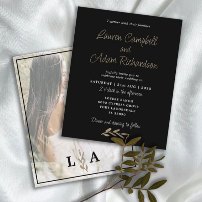 Budget Black & White Classy Wedding Invitation  (Creator Uploaded)