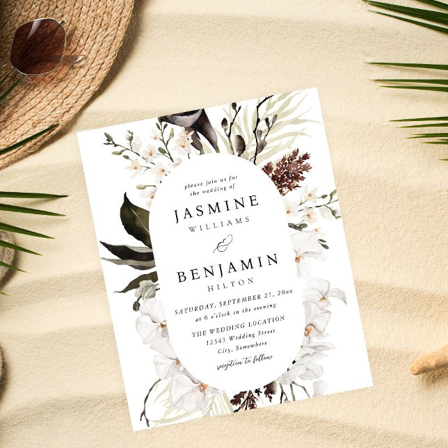 Budget Black & White Floral Beachy Wedding Flyer (Creator Uploaded)