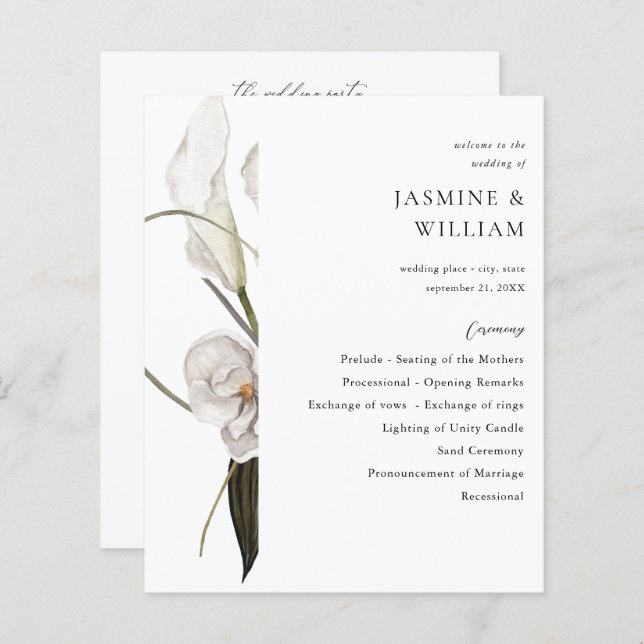 Budget Black & White Floral Wedding Ceremony 2 (Front/Back)