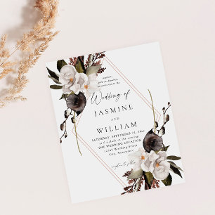 Budget Black & White Floral Wedding Flyer