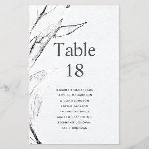 Budget Black & White Graphic Leafage seating chart