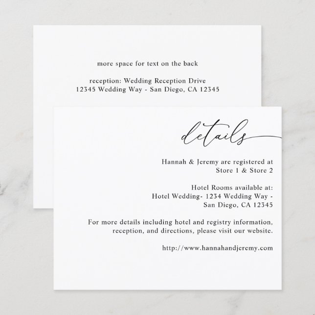 Budget Black & White Modern Calligraphy 3 Details (Front/Back)