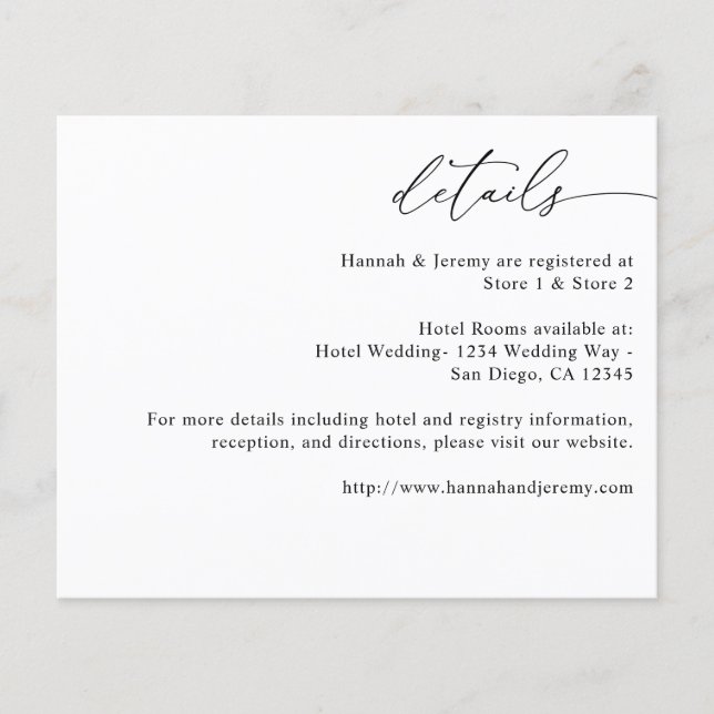 Budget Black & White Modern Calligraphy 3 Details Flyer (Front)