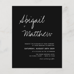 Budget Black White Modern Wedding Invitation Flyer