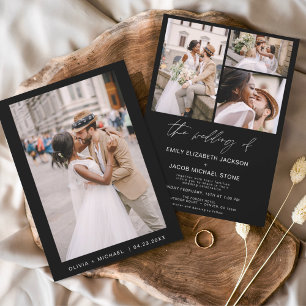 Budget Black White Photo Wedding Invitation Flyer