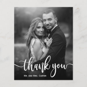 Budget Black White Photo Wedding Thank You Card