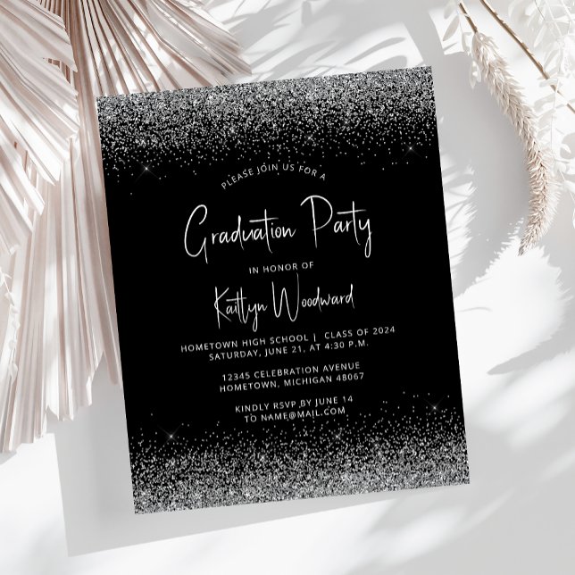 Budget Black White Silver Glitter Graduation Party (Creator Uploaded)