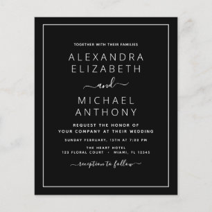 Budget Black White Wedding Invitation Flyer