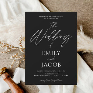 Budget Black White Wedding Modern Typography Flyer