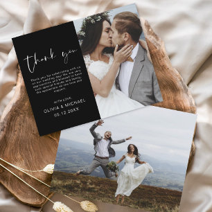 Budget Black White Wedding Thank You Photo