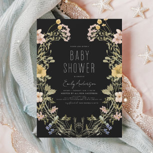 Budget Black Wildflower Boho Baby Shower Elegant  Flyer