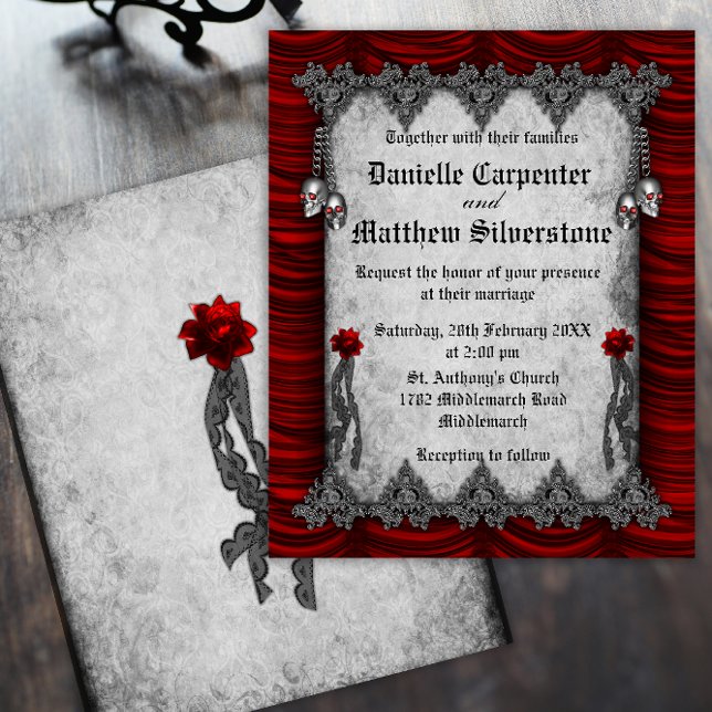 Budget Blood Roses and Red Silk Wedding Invitation Flyer (Creator Uploaded)